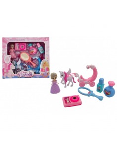 bg poupee 9cm carosse+licorne